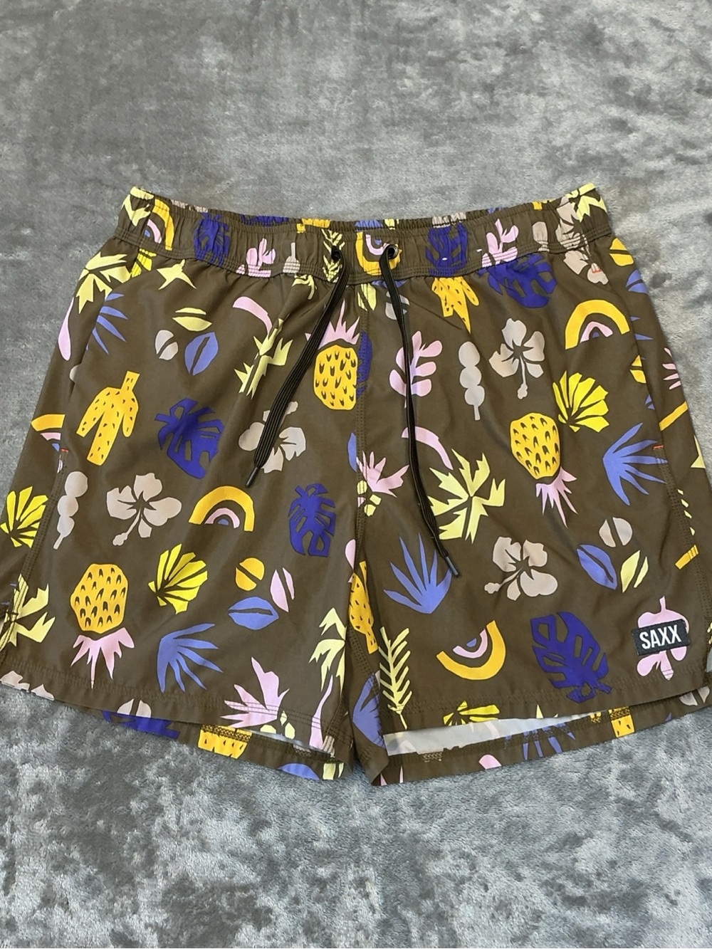 Saxx Ballpark Pouch Oh Buoy 2N1 Volle 5” Shorts Mens Large Tropical print trunks